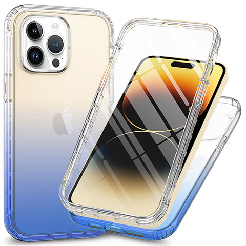 Custodia Silicone Trasparente Ultra Sottile Morbida Cover Fronte e Retro 360 ZJ1 per Apple iPhone 16 Pro Max Blu