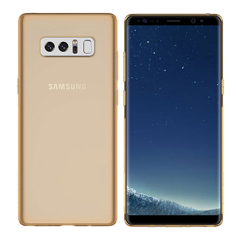 Custodia Silicone Trasparente Ultra Sottile Morbida H01 per Samsung Galaxy Note 8 Duos N950F Oro