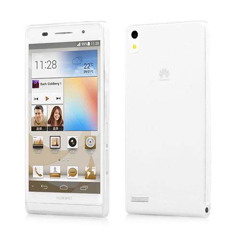 Custodia Silicone Trasparente Ultra Sottile Morbida per Huawei Ascend P6 Bianco