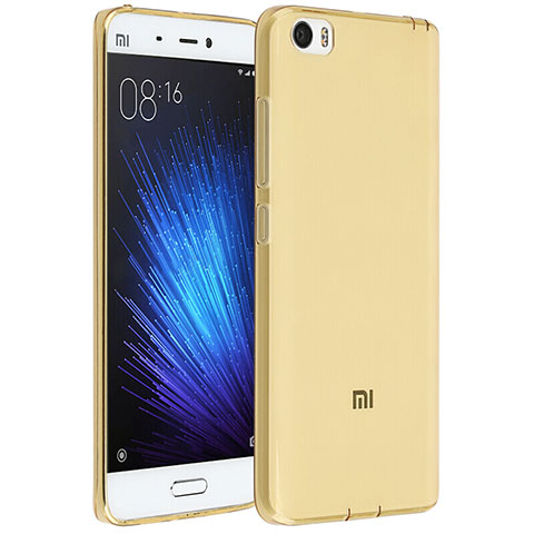 Custodia Silicone Trasparente Ultra Sottile Morbida per Xiaomi Mi 5 Oro