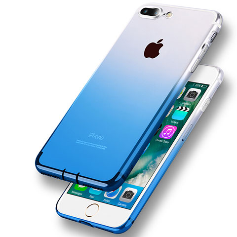 Custodia Silicone Trasparente Ultra Sottile Morbida Sfumato G01 per Apple iPhone 7 Plus Blu