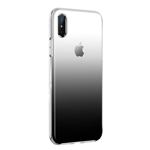 Custodia Silicone Trasparente Ultra Sottile Morbida Sfumato per Apple iPhone Xs Nero