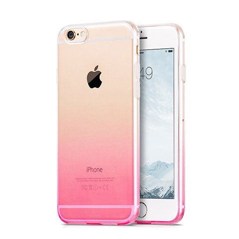 Custodia Silicone Trasparente Ultra Sottile Morbida Sfumato Z01 per Apple iPhone 6 Plus Rosa