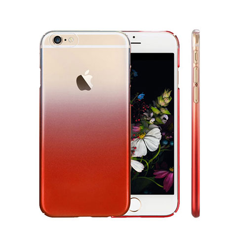 Custodia Silicone Trasparente Ultra Sottile Morbida Sfumato Z01 per Apple iPhone 6 Plus Rosso