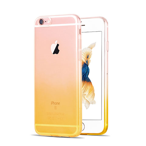 Custodia Silicone Trasparente Ultra Sottile Morbida Sfumato Z01 per Apple iPhone 6S Giallo