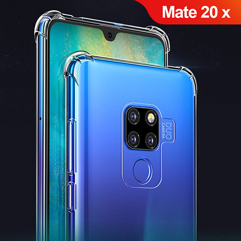 Custodia Silicone Trasparente Ultra Sottile Morbida T02 per Huawei Mate 20 X Chiaro