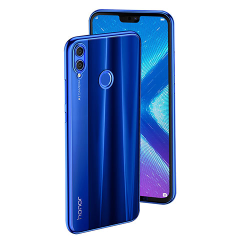 Custodia Silicone Trasparente Ultra Sottile Morbida T04 per Huawei Honor 8X Blu