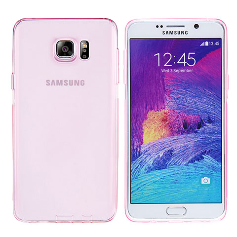 Custodia Silicone Trasparente Ultra Sottile Morbida T06 per Samsung Galaxy Note 5 N9200 N920 N920F Rosa