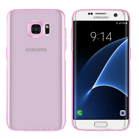 Custodia Silicone Trasparente Ultra Sottile Morbida T07 per Samsung Galaxy S7 Edge G935F Rosa