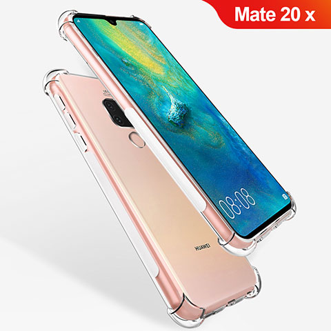 Custodia Silicone Trasparente Ultra Sottile Morbida T08 per Huawei Mate 20 X Chiaro