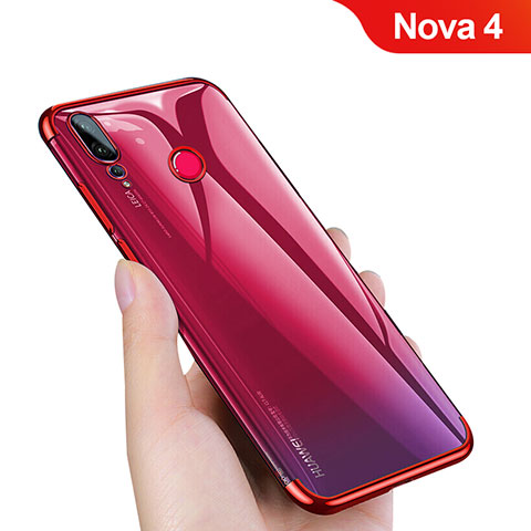 Custodia Silicone Trasparente Ultra Sottile Morbida T10 per Huawei Nova 4 Rosso