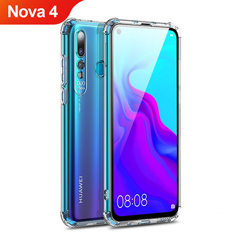 Custodia Silicone Trasparente Ultra Sottile Morbida T14 per Huawei Nova 4 Rosso