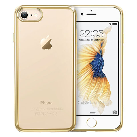 Custodia Silicone Trasparente Ultra Sottile Morbida T18 per Apple iPhone SE3 2022 Oro