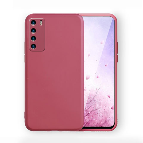 Custodia Silicone Ultra Sottile Morbida 360 Gradi Cover C02 per Huawei Honor Play4 5G Rosso Rosa