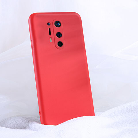 Custodia Silicone Ultra Sottile Morbida 360 Gradi Cover C02 per OnePlus 8 Pro Rosso