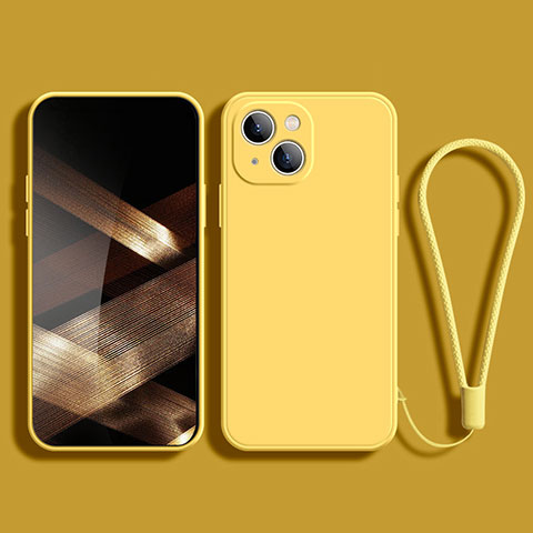 Custodia Silicone Ultra Sottile Morbida 360 Gradi Cover G02 per Apple iPhone 15 Giallo