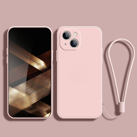 Custodia Silicone Ultra Sottile Morbida 360 Gradi Cover G02 per Apple iPhone 15 Oro Rosa