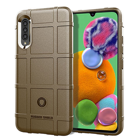 Custodia Silicone Ultra Sottile Morbida 360 Gradi Cover J01S per Samsung Galaxy A90 5G Marrone