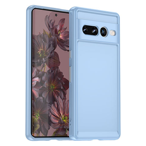 Custodia Silicone Ultra Sottile Morbida 360 Gradi Cover J02S per Google Pixel 7 Pro 5G Cielo Blu