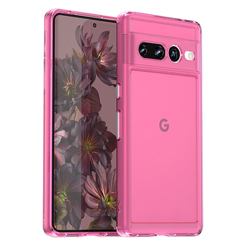 Custodia Silicone Ultra Sottile Morbida 360 Gradi Cover J02S per Google Pixel 7 Pro 5G Rosa Caldo