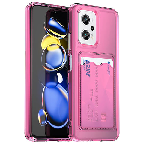 Custodia Silicone Ultra Sottile Morbida 360 Gradi Cover J02S per Xiaomi Redmi Note 11T Pro 5G Rosa Caldo