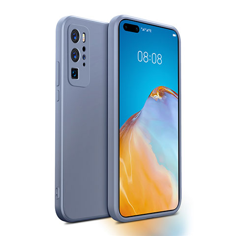 Custodia Silicone Ultra Sottile Morbida 360 Gradi Cover N01 per Huawei P40 Pro Grigio Lavanda