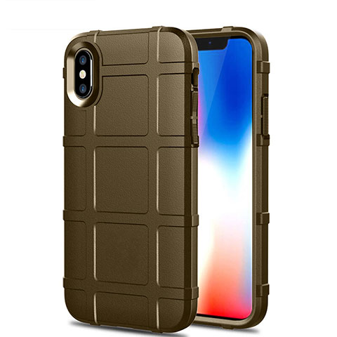 Custodia Silicone Ultra Sottile Morbida 360 Gradi Cover per Apple iPhone X Marrone