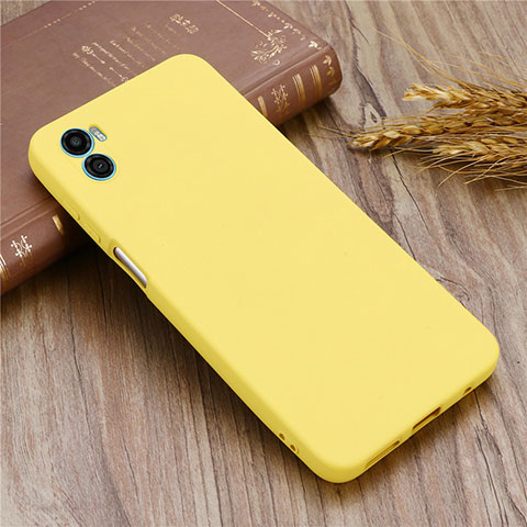 Custodia Silicone Ultra Sottile Morbida 360 Gradi Cover per Motorola Moto E22S Giallo