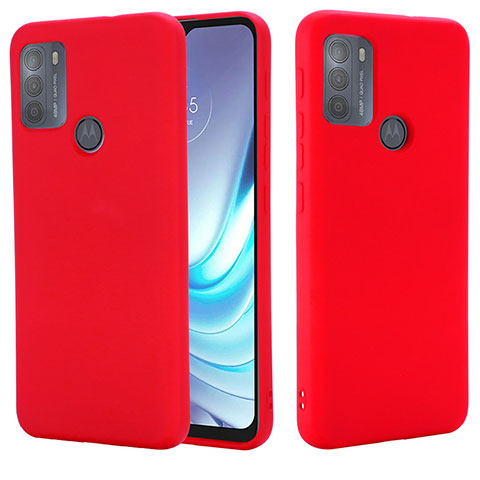 Custodia Silicone Ultra Sottile Morbida 360 Gradi Cover per Motorola Moto G50 Rosso