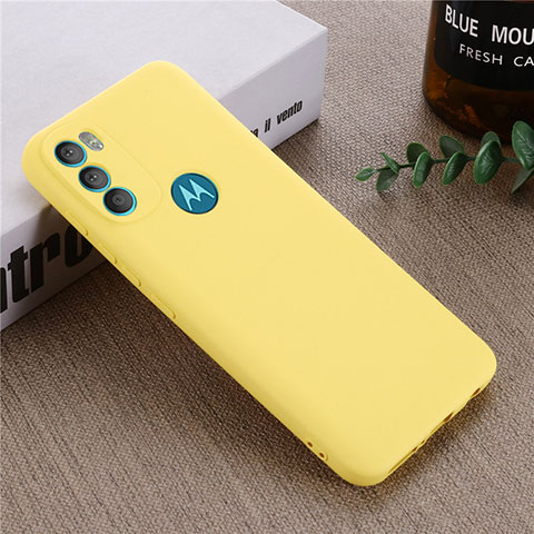 Custodia Silicone Ultra Sottile Morbida 360 Gradi Cover per Motorola Moto G71 5G Giallo