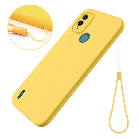 Custodia Silicone Ultra Sottile Morbida 360 Gradi Cover per Nokia C21 Plus Giallo