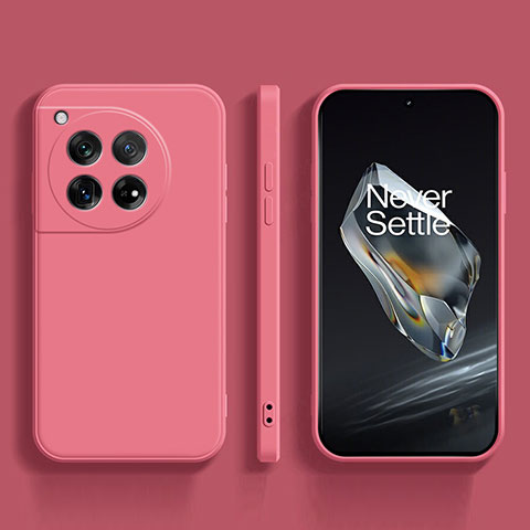 Custodia Silicone Ultra Sottile Morbida 360 Gradi Cover per OnePlus 12 5G Rosa Caldo