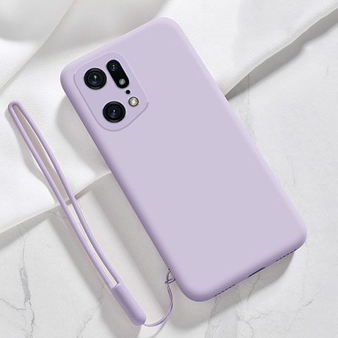 Custodia Silicone Ultra Sottile Morbida 360 Gradi Cover per Oppo Find X5 5G Lavanda