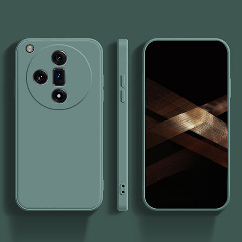 Custodia Silicone Ultra Sottile Morbida 360 Gradi Cover per Oppo Find X7 Ultra 5G Verde Notte