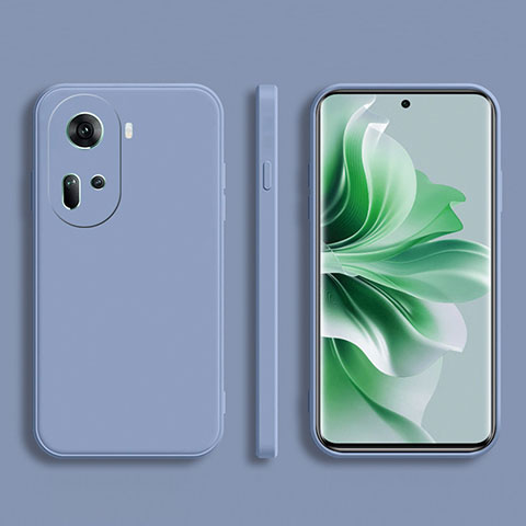 Custodia Silicone Ultra Sottile Morbida 360 Gradi Cover per Oppo Reno11 5G Grigio Lavanda