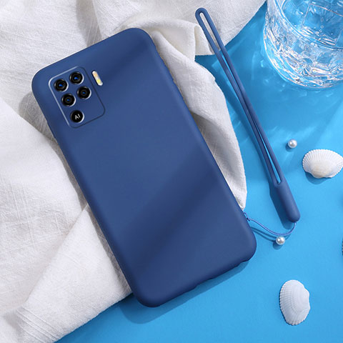 Custodia Silicone Ultra Sottile Morbida 360 Gradi Cover per Oppo Reno5 F Blu