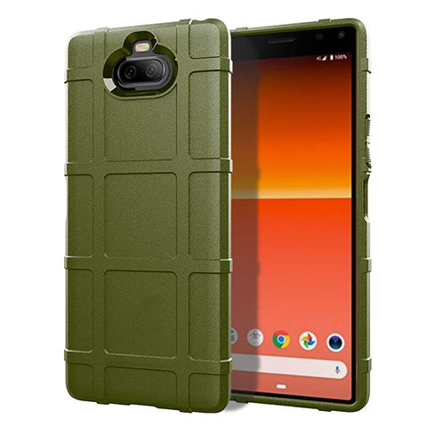 Custodia Silicone Ultra Sottile Morbida 360 Gradi Cover per Sony Xperia 8 Lite Verde Militare