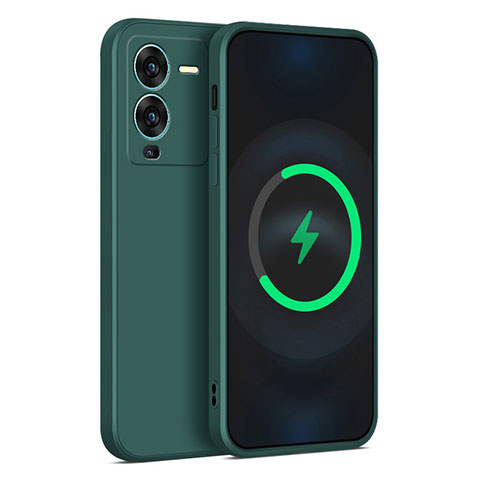 Custodia Silicone Ultra Sottile Morbida 360 Gradi Cover per Vivo V25 Pro 5G Verde Notte