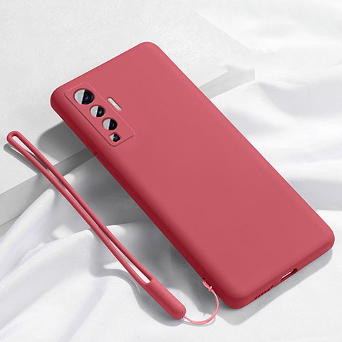 Custodia Silicone Ultra Sottile Morbida 360 Gradi Cover per Vivo X50 5G Rosso Rosa