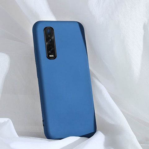 Custodia Silicone Ultra Sottile Morbida 360 Gradi Cover S01 per Oppo Find X2 Pro Blu