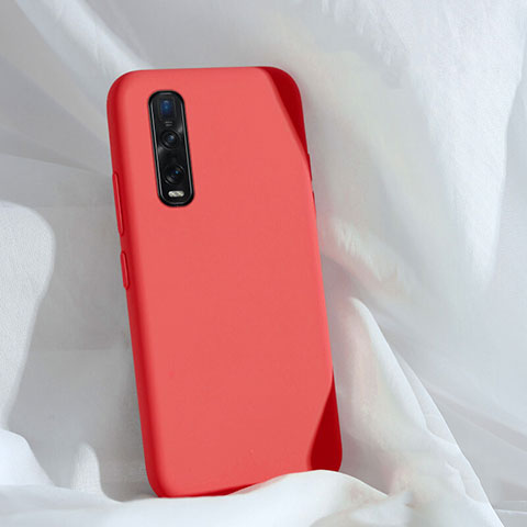 Custodia Silicone Ultra Sottile Morbida 360 Gradi Cover S01 per Oppo Find X2 Pro Rosso