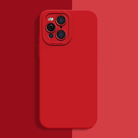 Custodia Silicone Ultra Sottile Morbida 360 Gradi Cover S01 per Oppo Find X3 5G Rosso