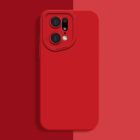 Custodia Silicone Ultra Sottile Morbida 360 Gradi Cover S01 per Oppo Find X5 Pro 5G Rosso