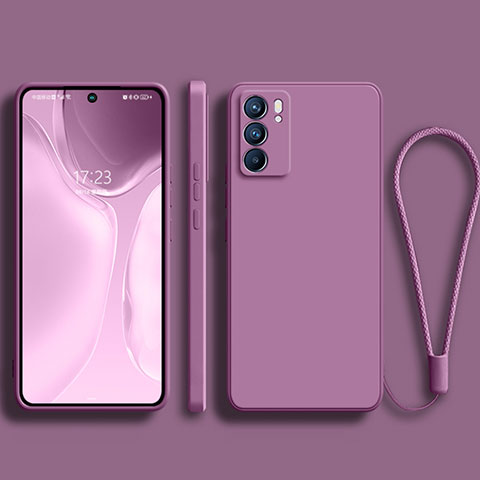 Custodia Silicone Ultra Sottile Morbida 360 Gradi Cover S01 per Oppo Reno6 Pro 5G India Viola