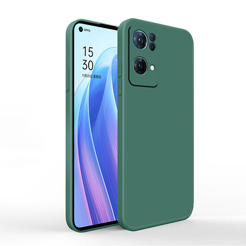 Custodia Silicone Ultra Sottile Morbida 360 Gradi Cover S01 per Oppo Reno7 Pro 5G Verde Notte