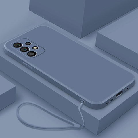Custodia Silicone Ultra Sottile Morbida 360 Gradi Cover S01 per Samsung Galaxy A52 4G Grigio Lavanda