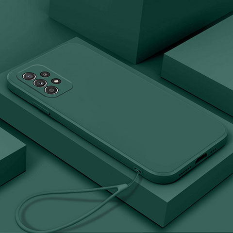 Custodia Silicone Ultra Sottile Morbida 360 Gradi Cover S01 per Samsung Galaxy A52 4G Verde Notte