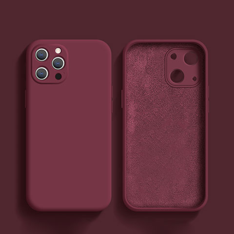 Custodia Silicone Ultra Sottile Morbida 360 Gradi Cover S02 per Apple iPhone 16 Pro Rosso Rosa