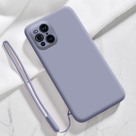 Custodia Silicone Ultra Sottile Morbida 360 Gradi Cover S02 per Oppo Find X3 5G Grigio Lavanda