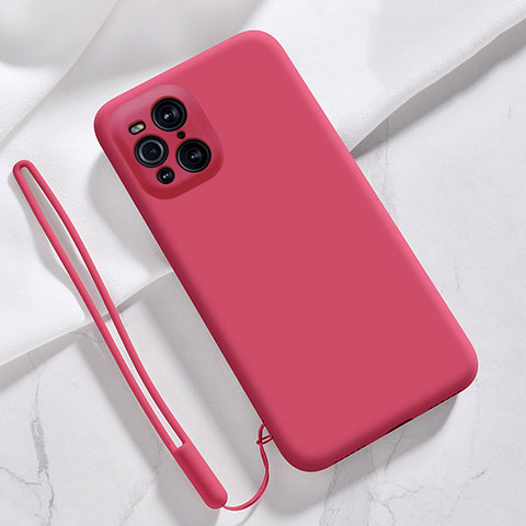 Custodia Silicone Ultra Sottile Morbida 360 Gradi Cover S02 per Oppo Find X3 5G Rosso